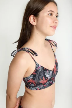 Modibodi Top bikini adolescente lazos Jungle Palm Black