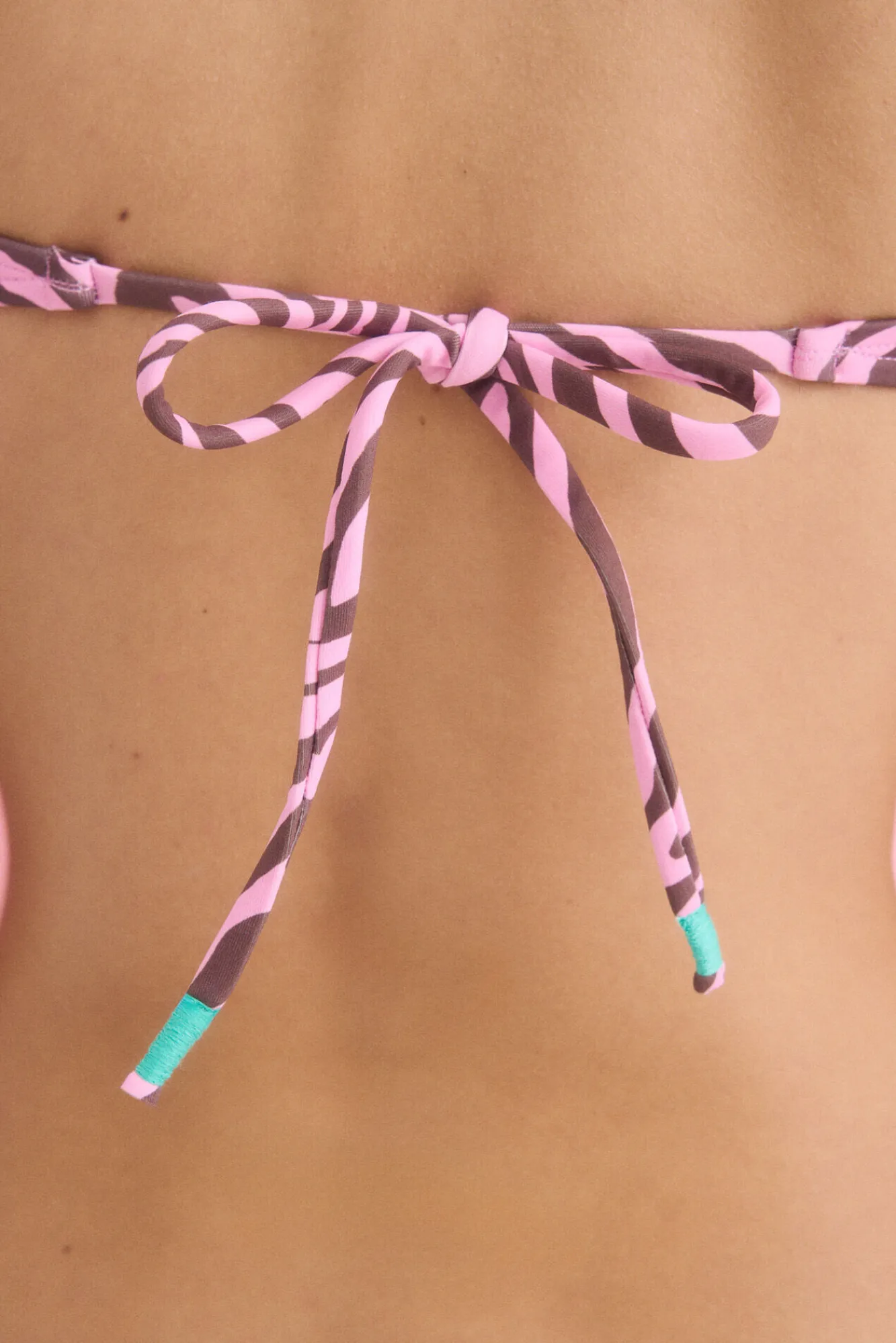 HI&BYE Top bikini escote V cebra rosa