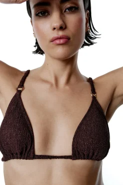 Black Limba Top bikini triangular Radiance marrón