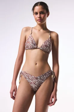 Penti Top de bikini triangular print cebra marrón