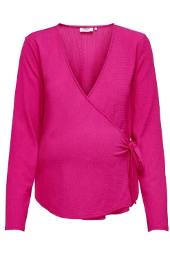 Only Maternity Top de cierre cruzado y cierre con cinturón, lazada lateral.