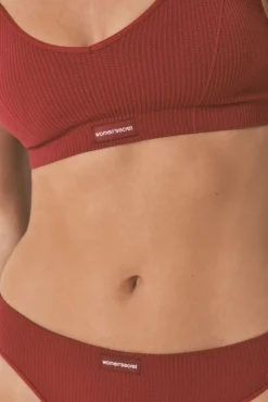 Women'secret Top triangular NATURAL cuadrillé granate