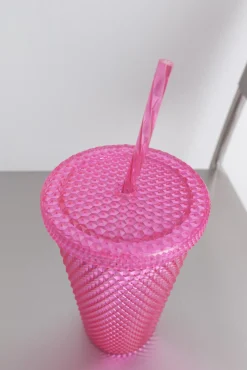 HI&BYE Vaso plástico cañita integrada vino