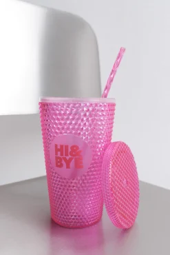 HI&BYE Vaso plástico cañita integrada vino