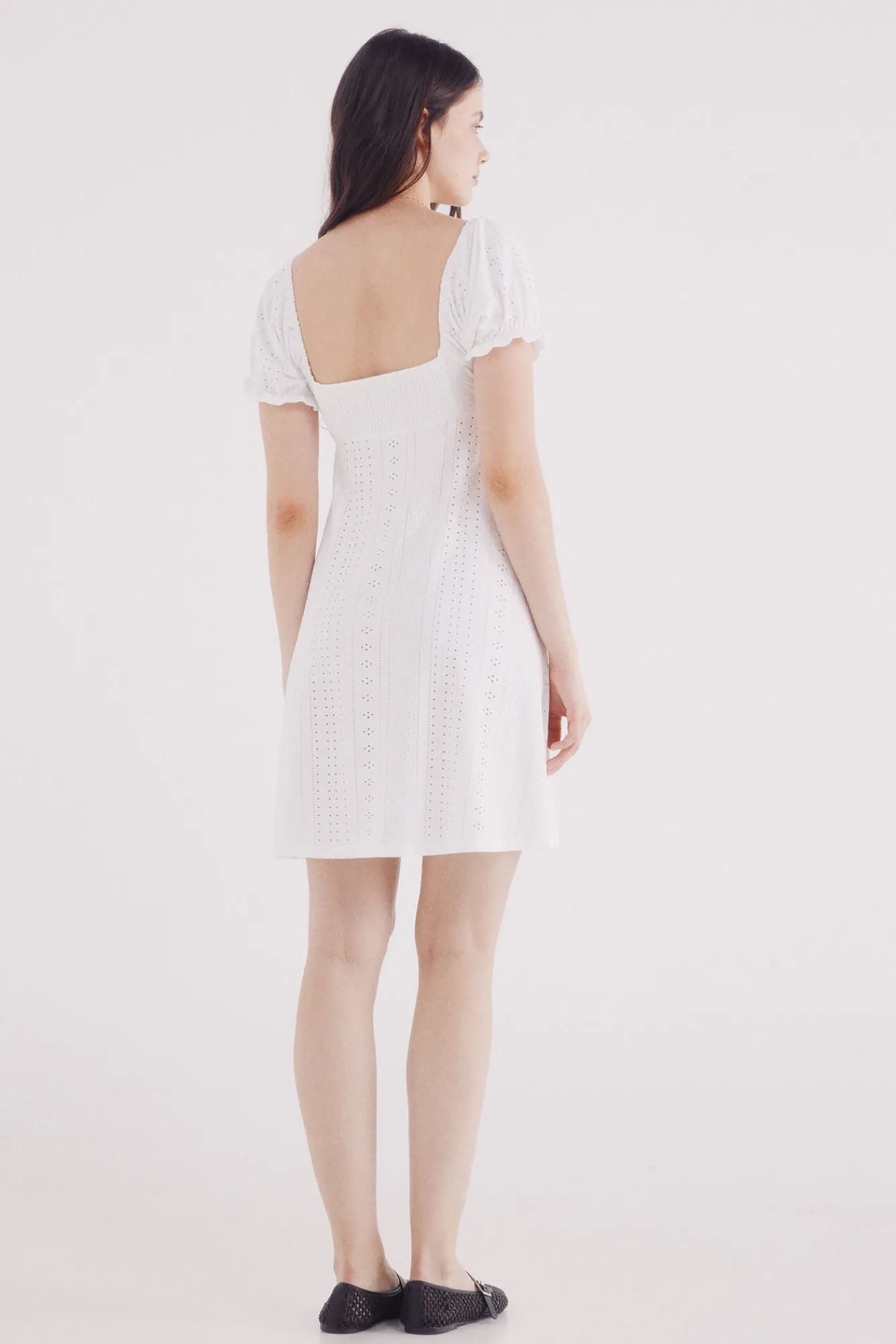 Springfield Vestido corto bordado suizo
