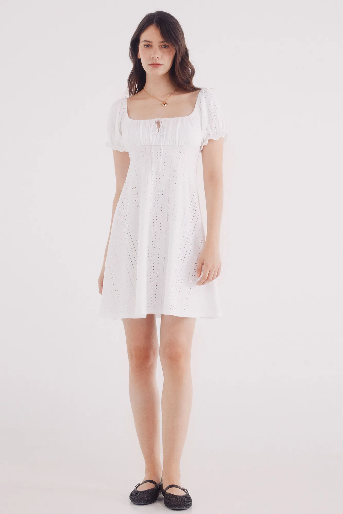 Springfield Vestido corto bordado suizo