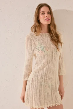 Women'secret Vestido corto crochet blanco