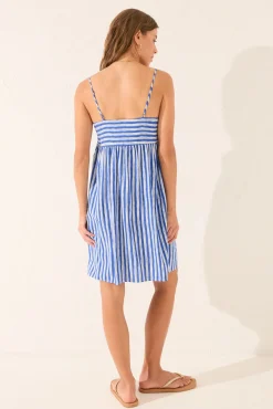 Women'secret Vestido corto rayas azul