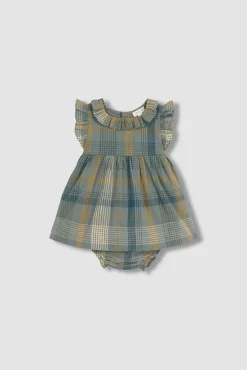 Crianças Gocco Vestido de cuadros azul
