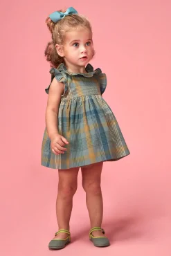 Crianças Gocco Vestido de cuadros azul