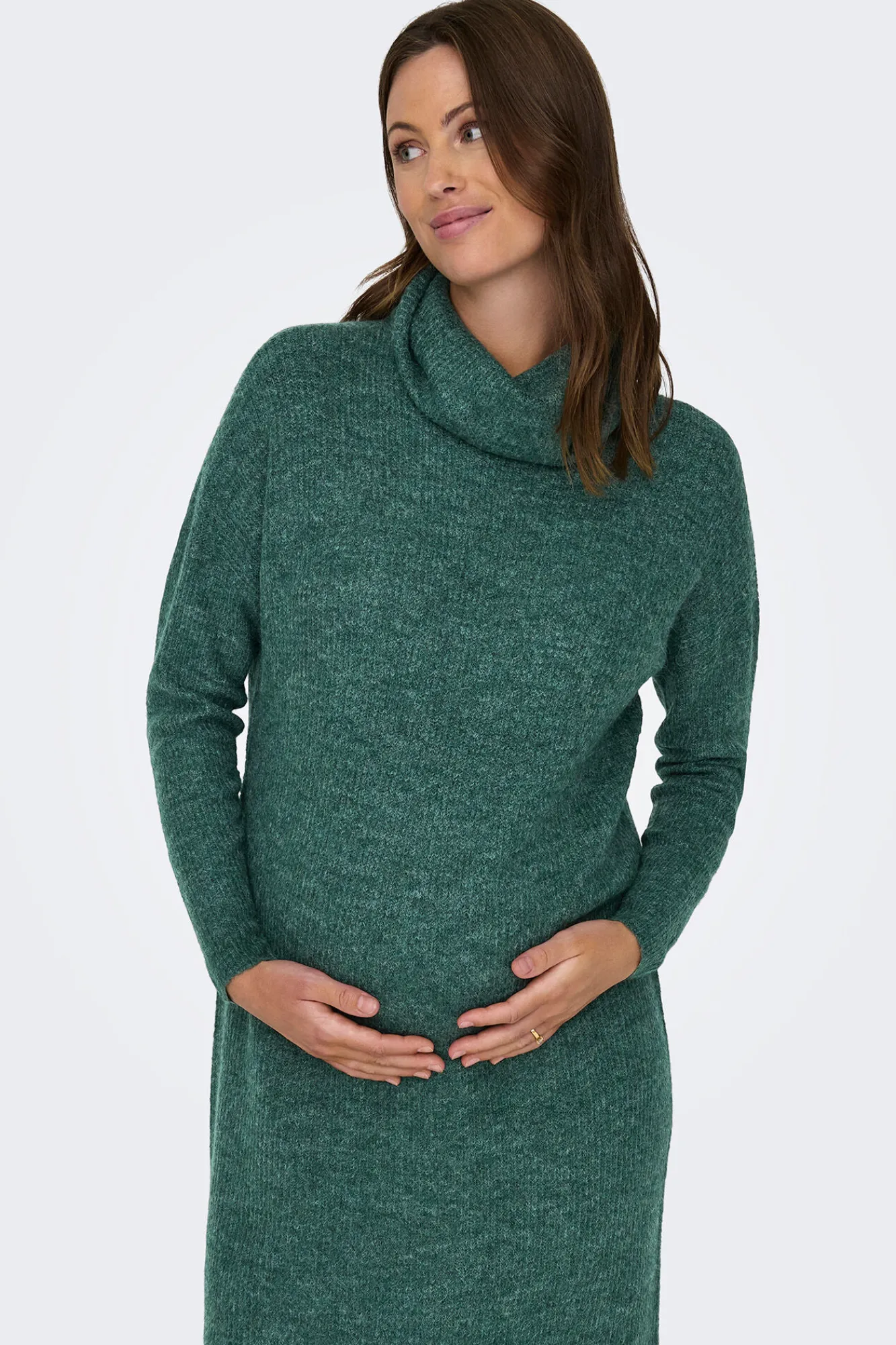 Only Maternity Vestido de punto corto cuello vuelto premamá