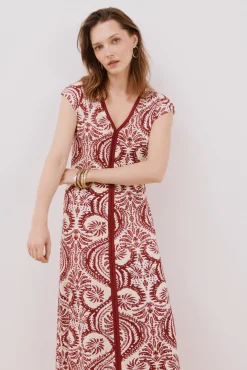 Cortefiel Vestido escote pico contraste