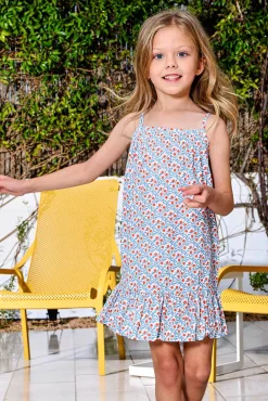Crianças Gocco Vestido estampado de tirantes con borda