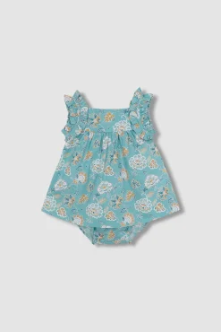 Crianças Gocco Vestido estampado flores azul claro