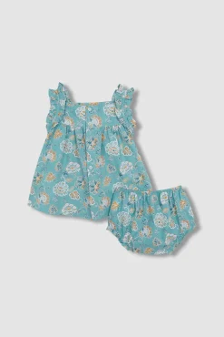 Crianças Gocco Vestido estampado flores azul claro