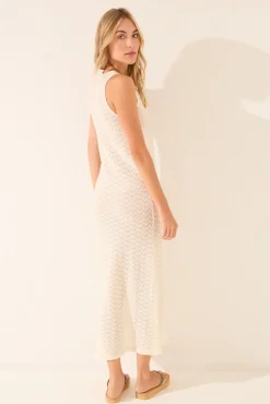 Women'secret Vestido largo crochet blanco