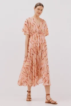Cortefiel Vestido largo estampado fluido