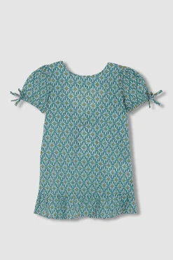 Crianças Gocco Vestido manga abullonada con estampado d azul claro