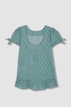 Crianças Gocco Vestido manga abullonada con estampado d azul claro