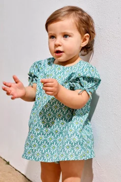 Crianças Gocco Vestido manga abullonada con estampado de flores