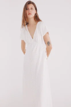 Springfield Vestido midi bordado suizo circular