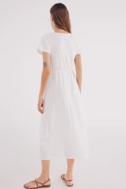 Springfield Vestido midi bordado suizo circular