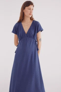 Springfield Vestido midi bordado suizo circular