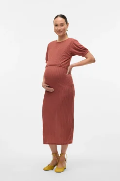 Mamalicious Vestido midi de punto fino maternity