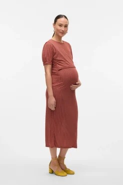Mamalicious Vestido midi de punto fino maternity