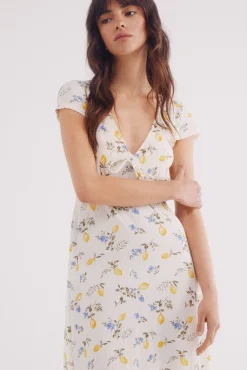 Springfield Vestido midi estampado limones