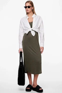 Pieces Vestido midi fluido con lurex