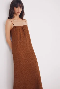 Springfield Vestido midi tirantes bolitas
