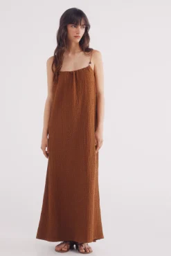 Springfield Vestido midi tirantes bolitas