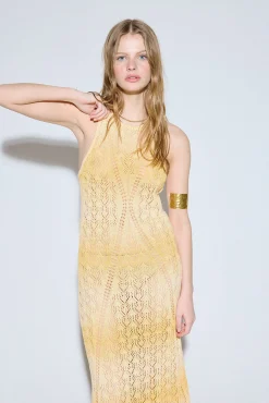 Slowlove Vestido punto calado halter