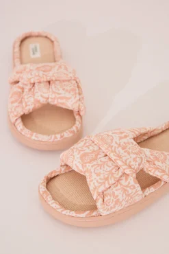Women'secret Zapatillas casa pala nudo rafia melocotón