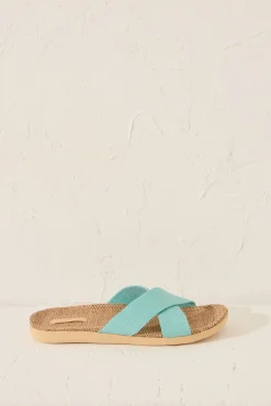 Women'secret Zapatillas casa rafia turquesa