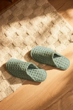 Calma House Zapatillas de algodón verde claro Ola