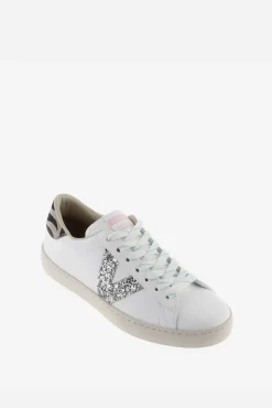 Victoria Zapatillas de efecto piel Berlín con logotipo de glitter y trasera animal print